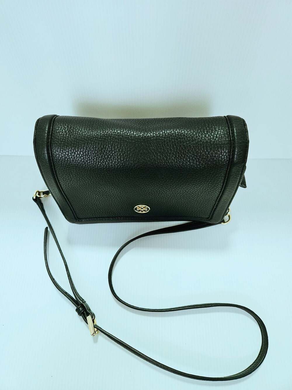 Tory Burch Landon Crossbody Bag Black Pebbled Leather Purse - Picture 4 of 16